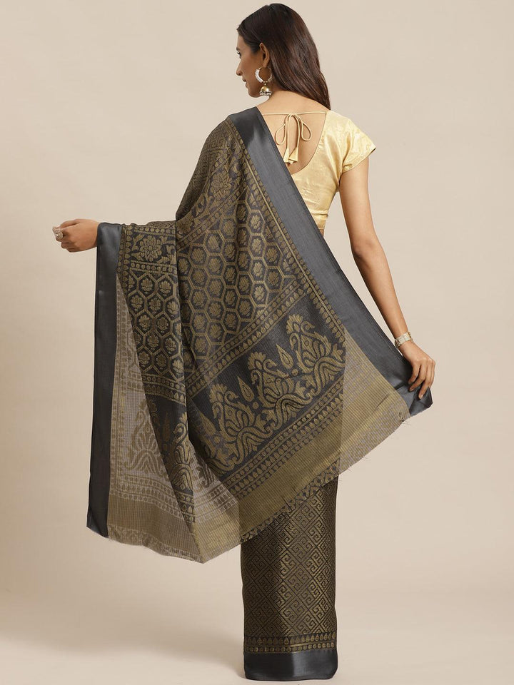 Grey Woven Design Brocade Saree