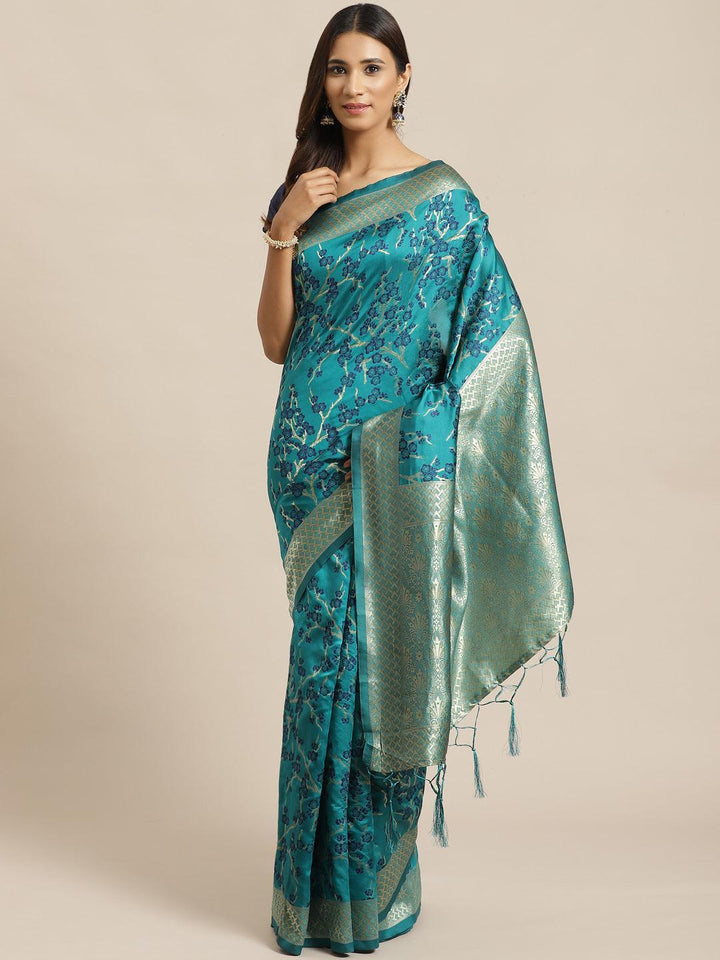 Green Woven Design Silk Saree