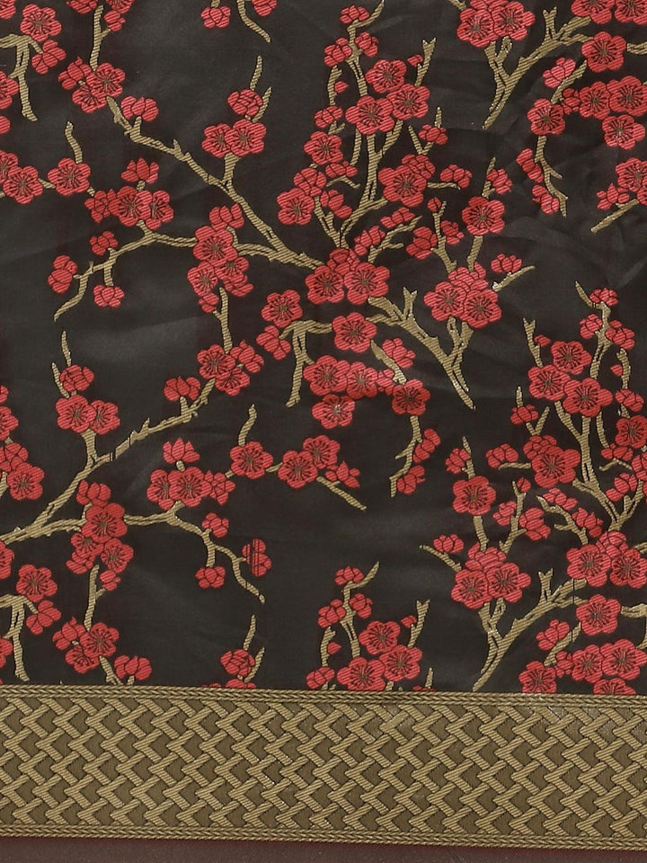 Black Woven Design Silk Saree