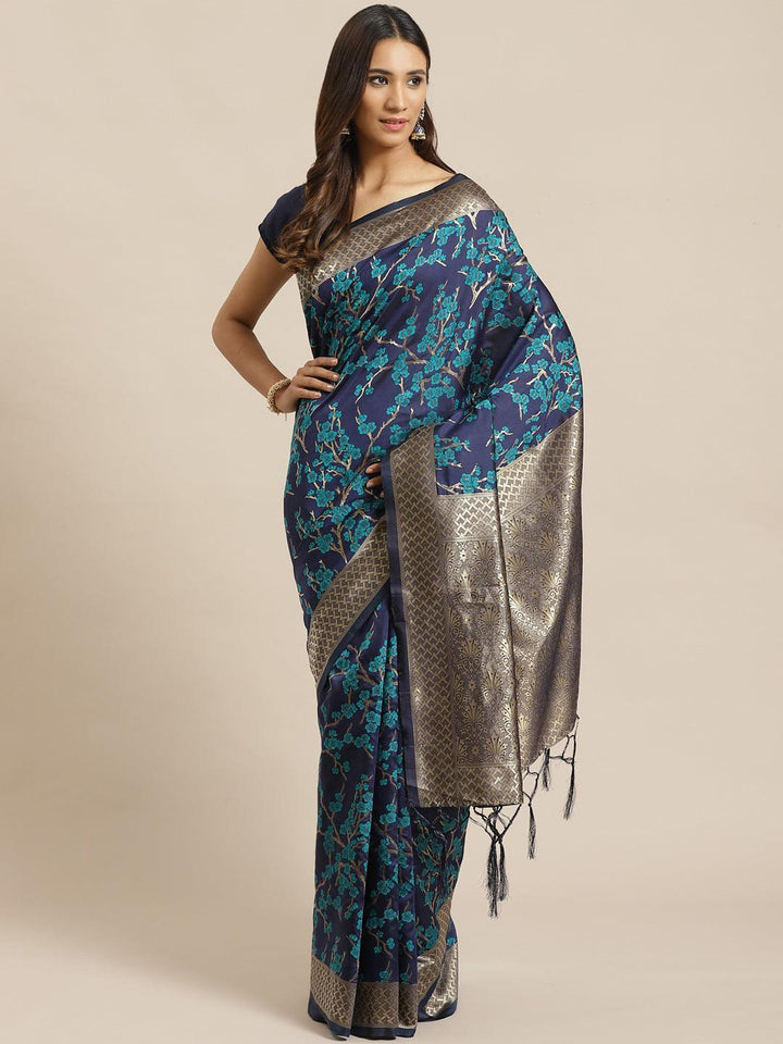 Blue Woven Design Silk Saree