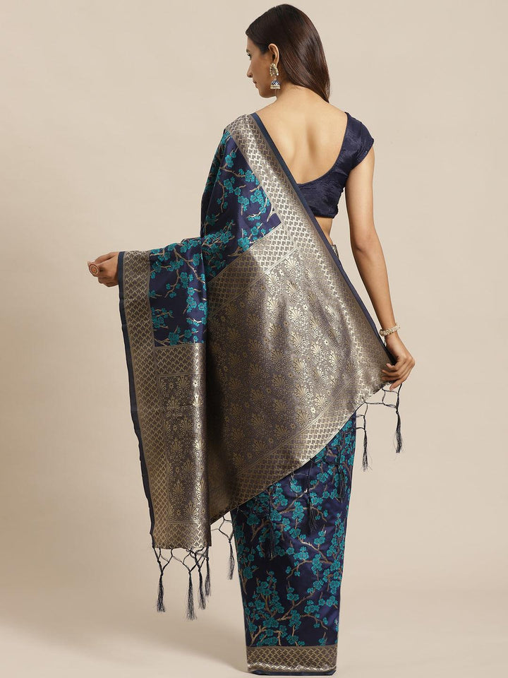 Blue Woven Design Silk Saree