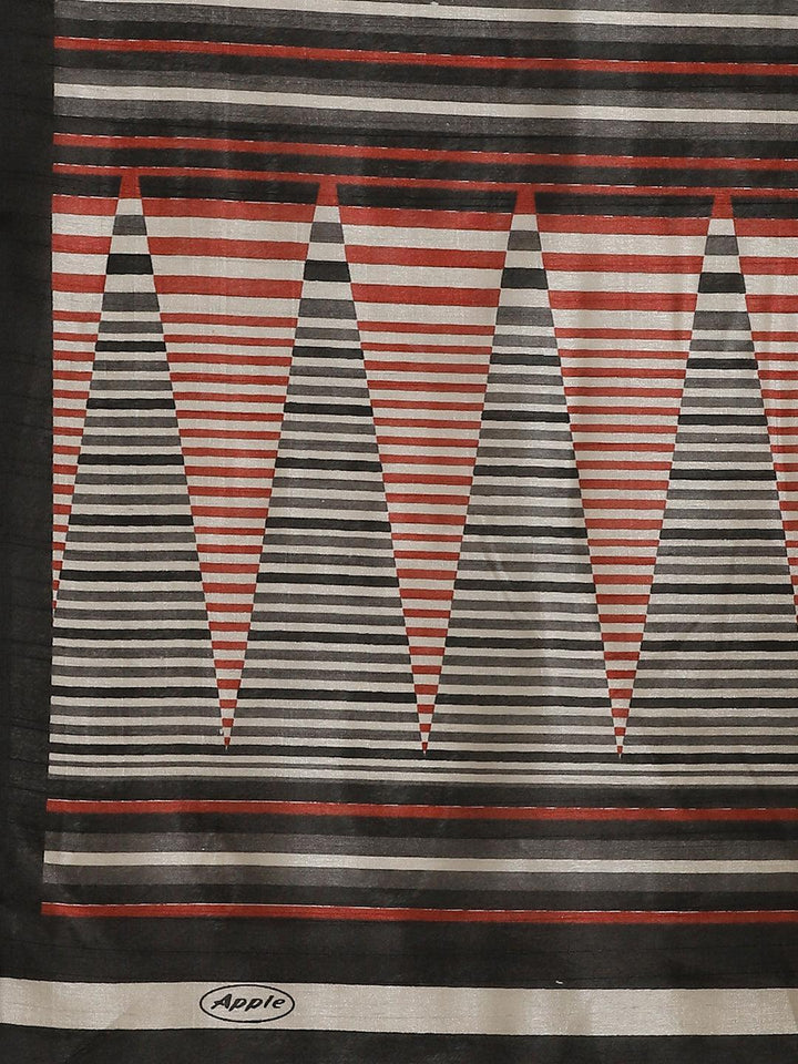 Black Striped Silk Blend Saree