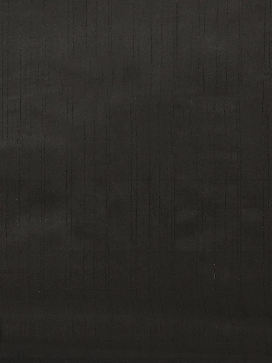 Black Striped Silk Blend Saree - ShopLibas