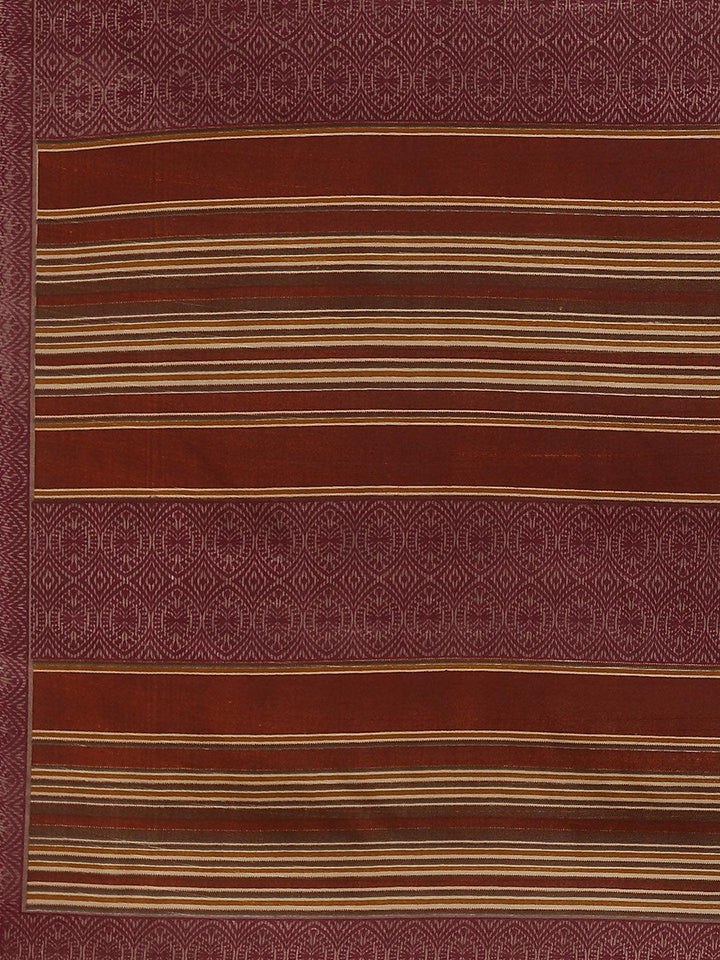 Beige Striped Silk Blend Saree