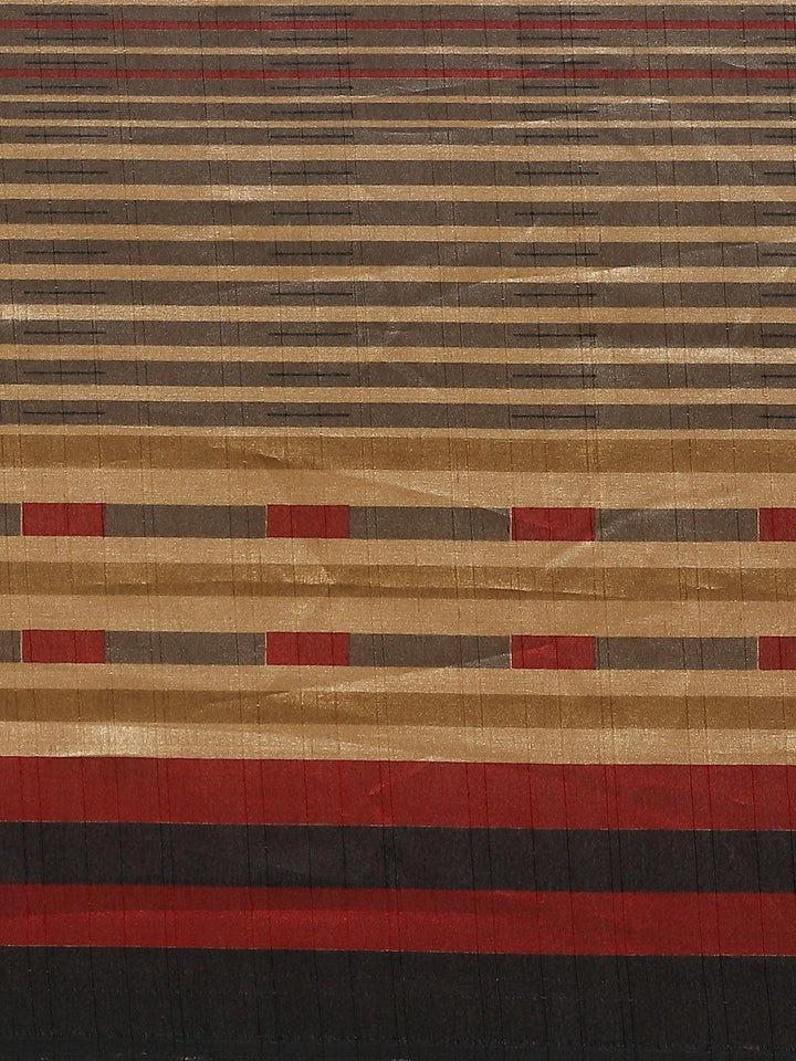 Beige Striped Silk Blend Saree