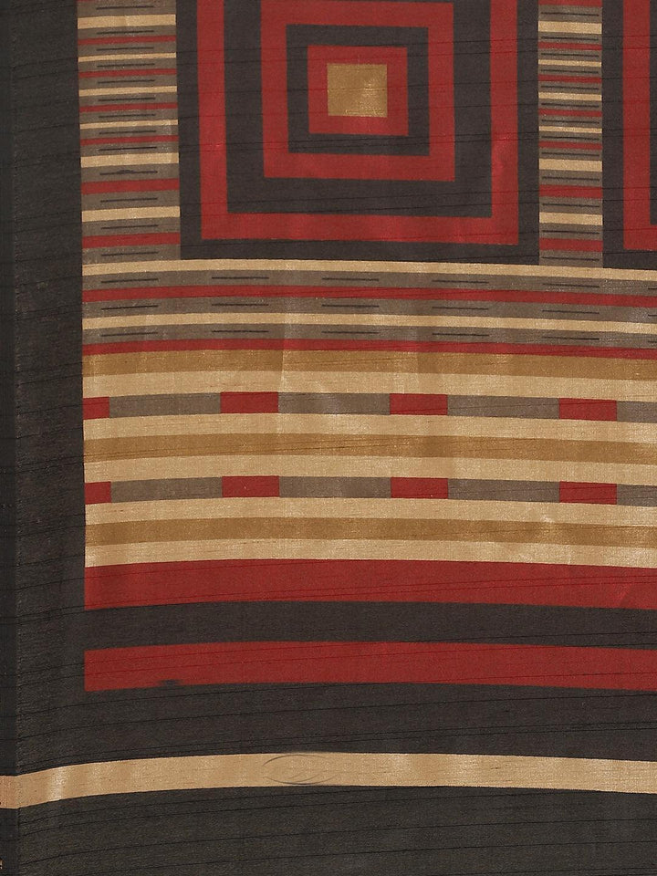 Beige Striped Silk Blend Saree