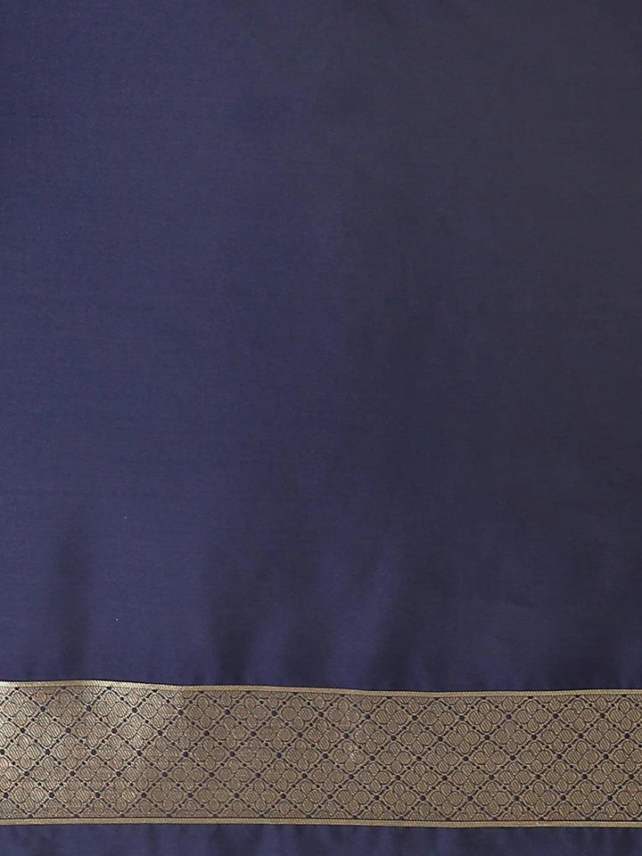 Navy Blue Woven Design Silk Saree