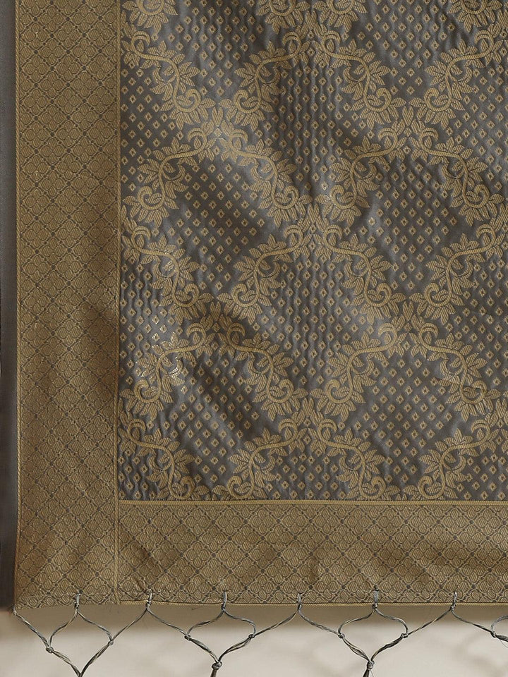 Grey Woven Design Silk Saree