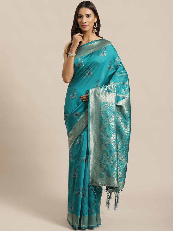 Green Woven Design Silk Saree