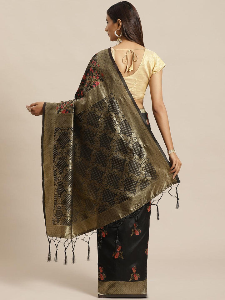 Black Woven Design Silk Saree