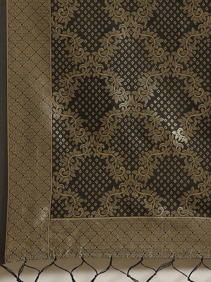 Black Woven Design Silk Saree