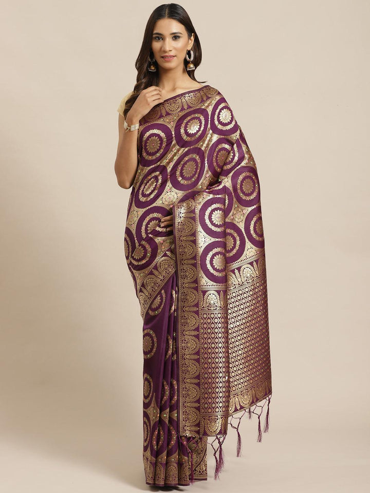 Purple Woven Design Brocade Saree