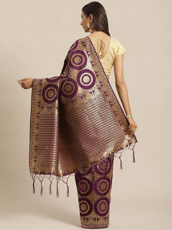 Purple Woven Design Brocade Saree