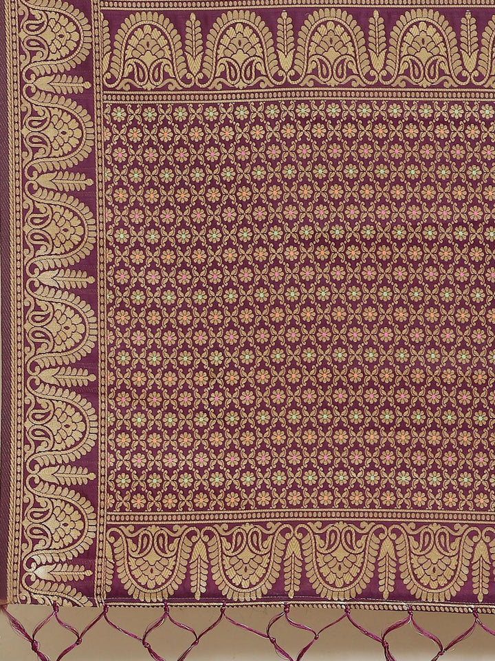 Purple Woven Design Brocade Saree