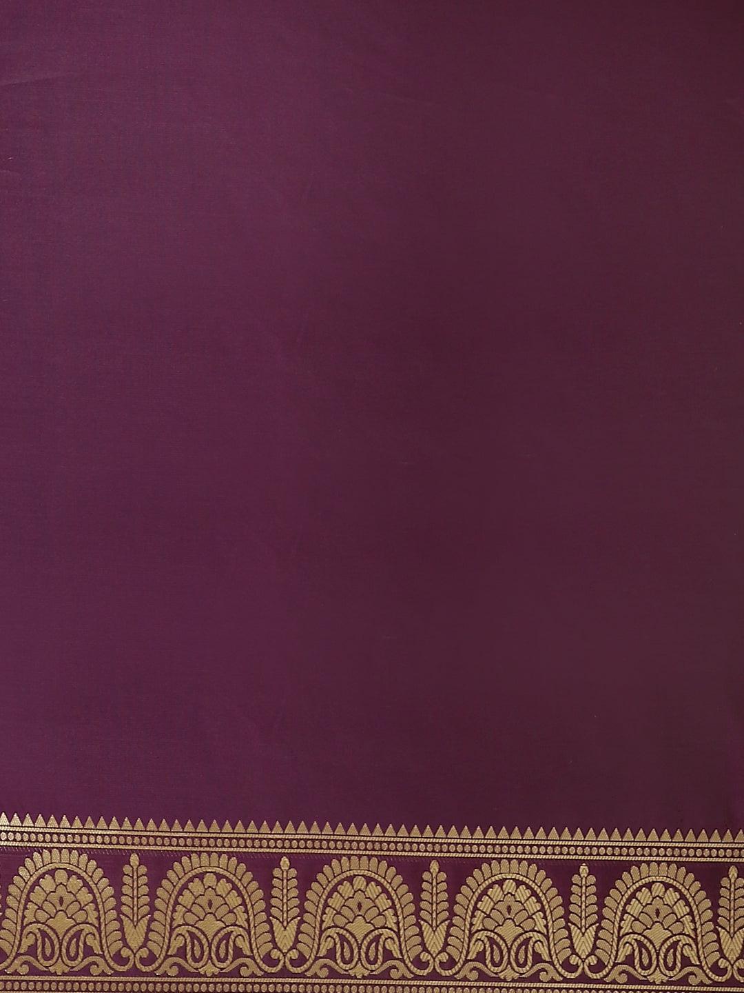 Purple Woven Design Brocade Saree - ShopLibas