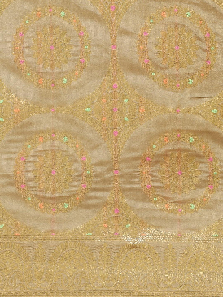 Golden Woven Design Brocade Saree