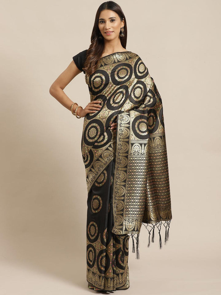 Black Woven Design Brocade Saree