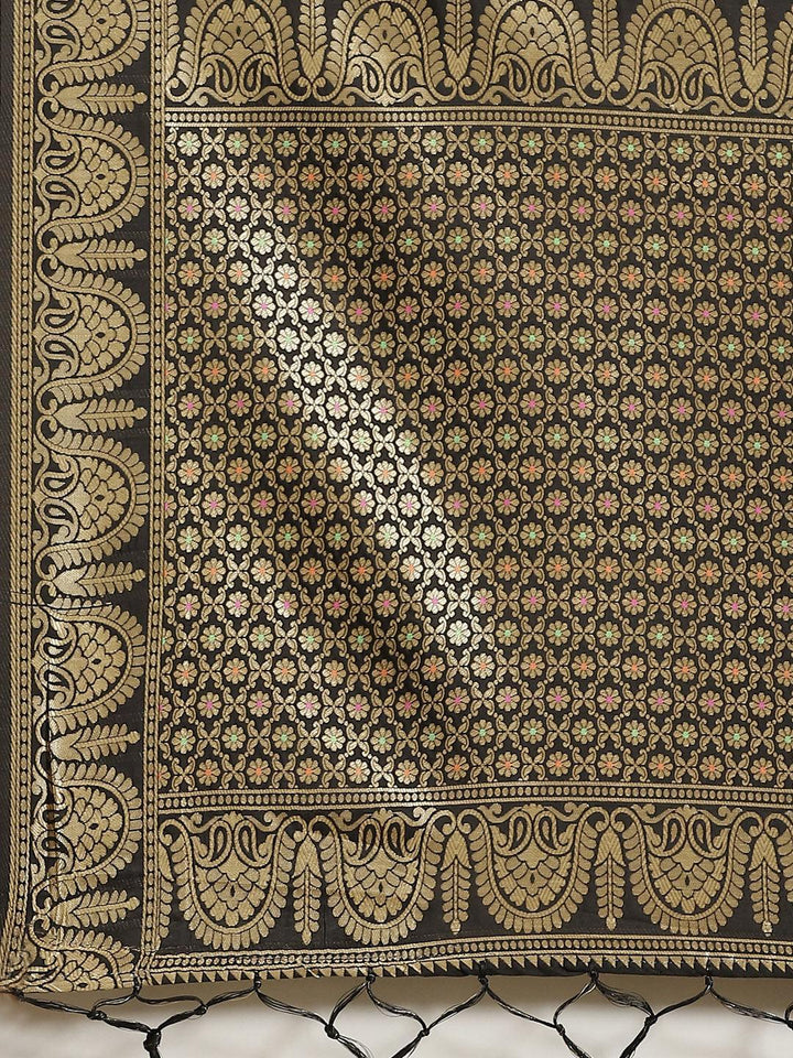 Black Woven Design Brocade Saree