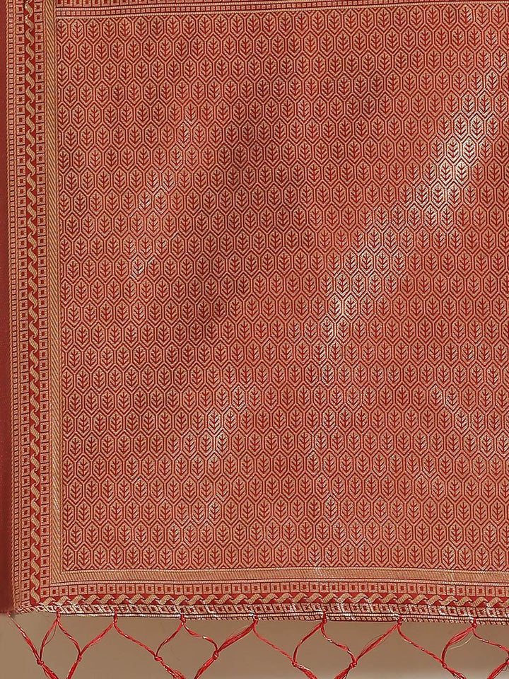 Maroon Woven Design Silk Saree