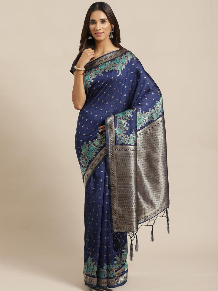 Blue Woven Design Silk Saree