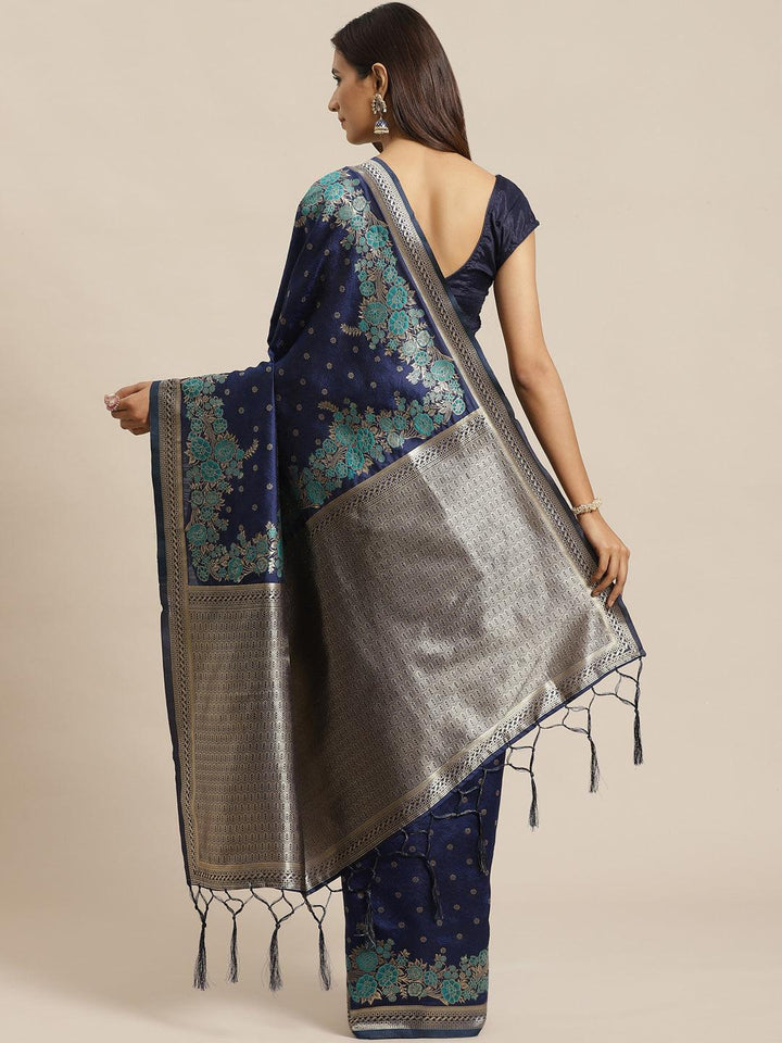 Blue Woven Design Silk Saree