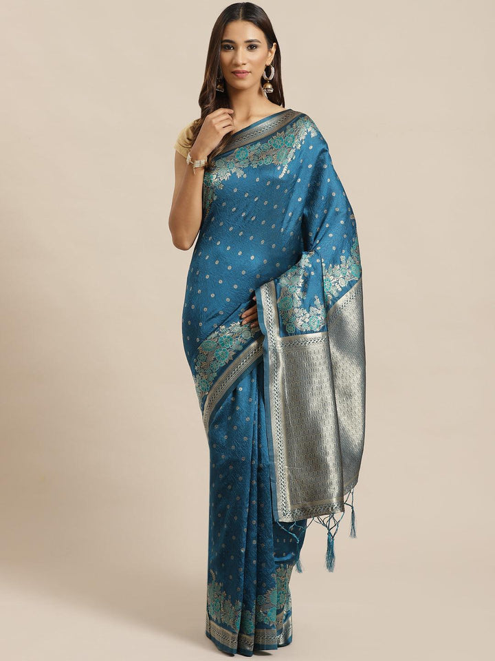 Blue Woven Design Silk Saree
