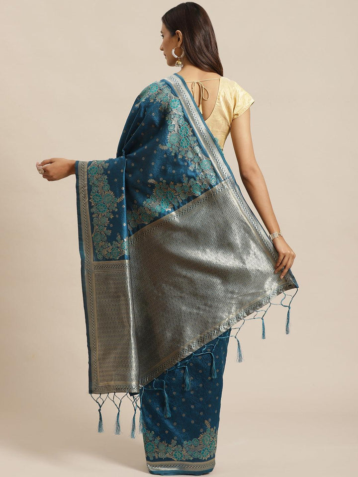 Blue Woven Design Silk Saree