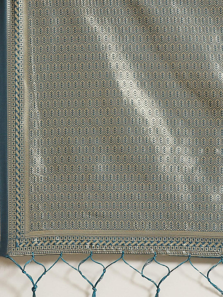 Blue Woven Design Silk Saree