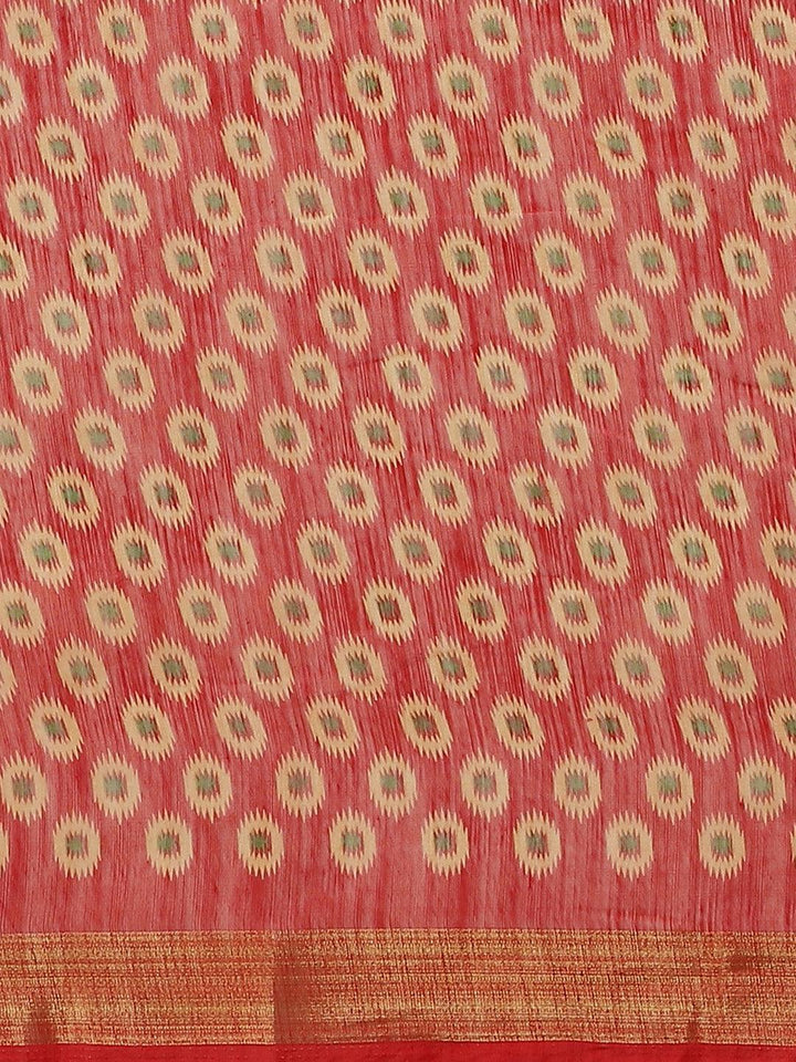 Red Woven Design Cotton Saree