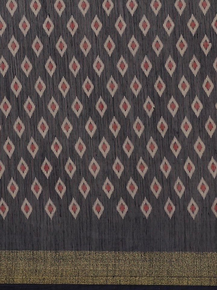 Navy Blue Woven Design Cotton Saree