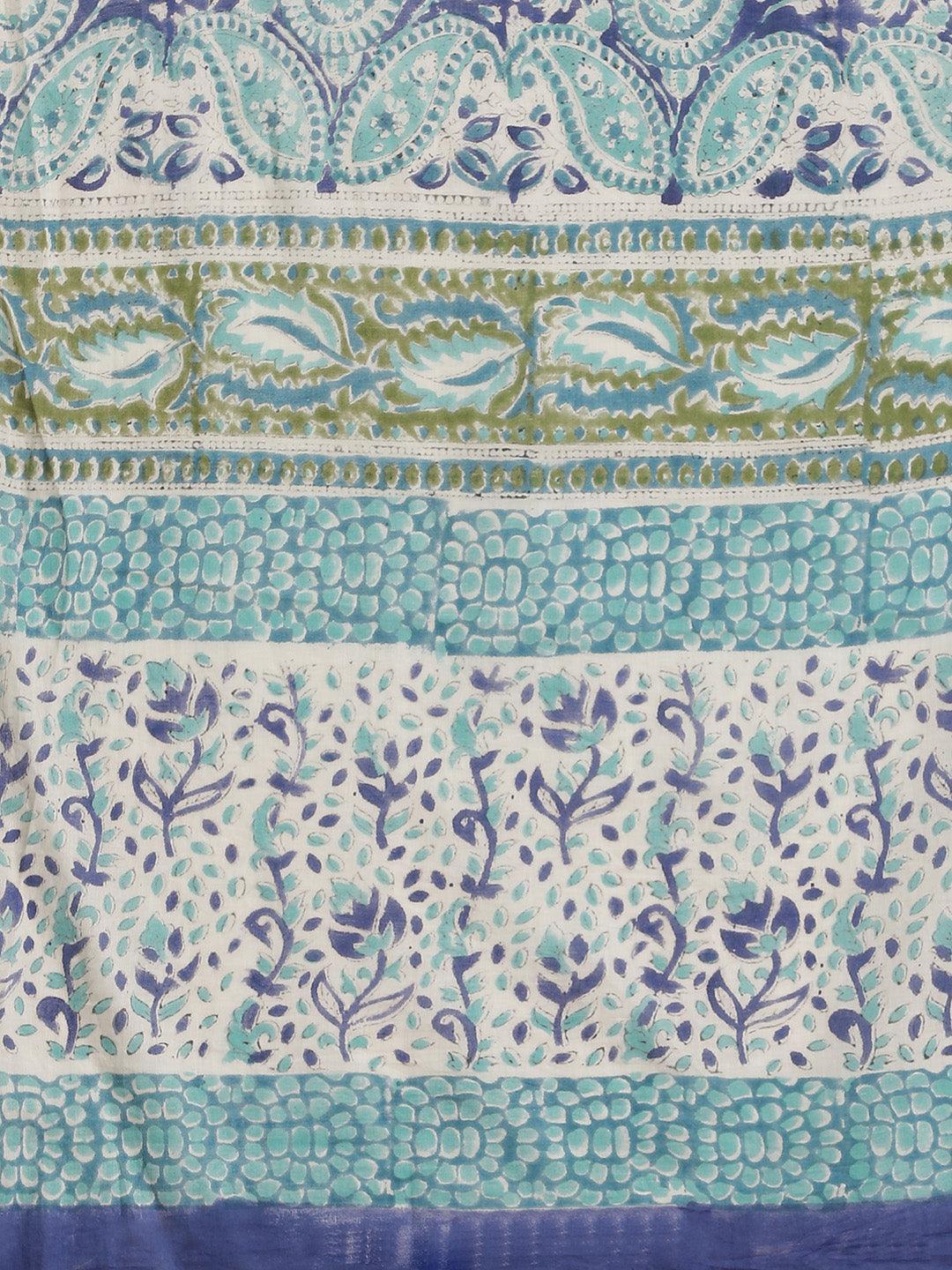 Multicoloured Printed Cotton Saree - ShopLibas