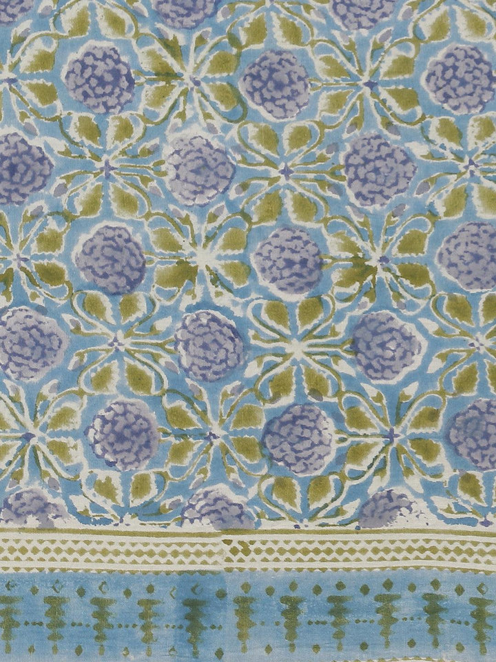 Blue Printed Cotton Saree