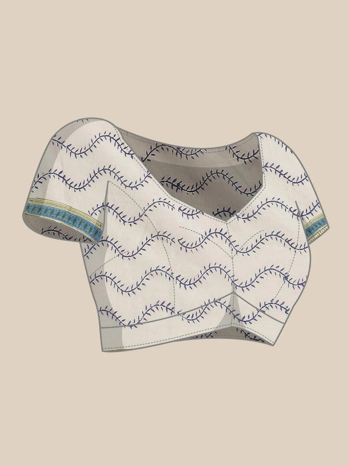 Blue Printed Cotton Saree