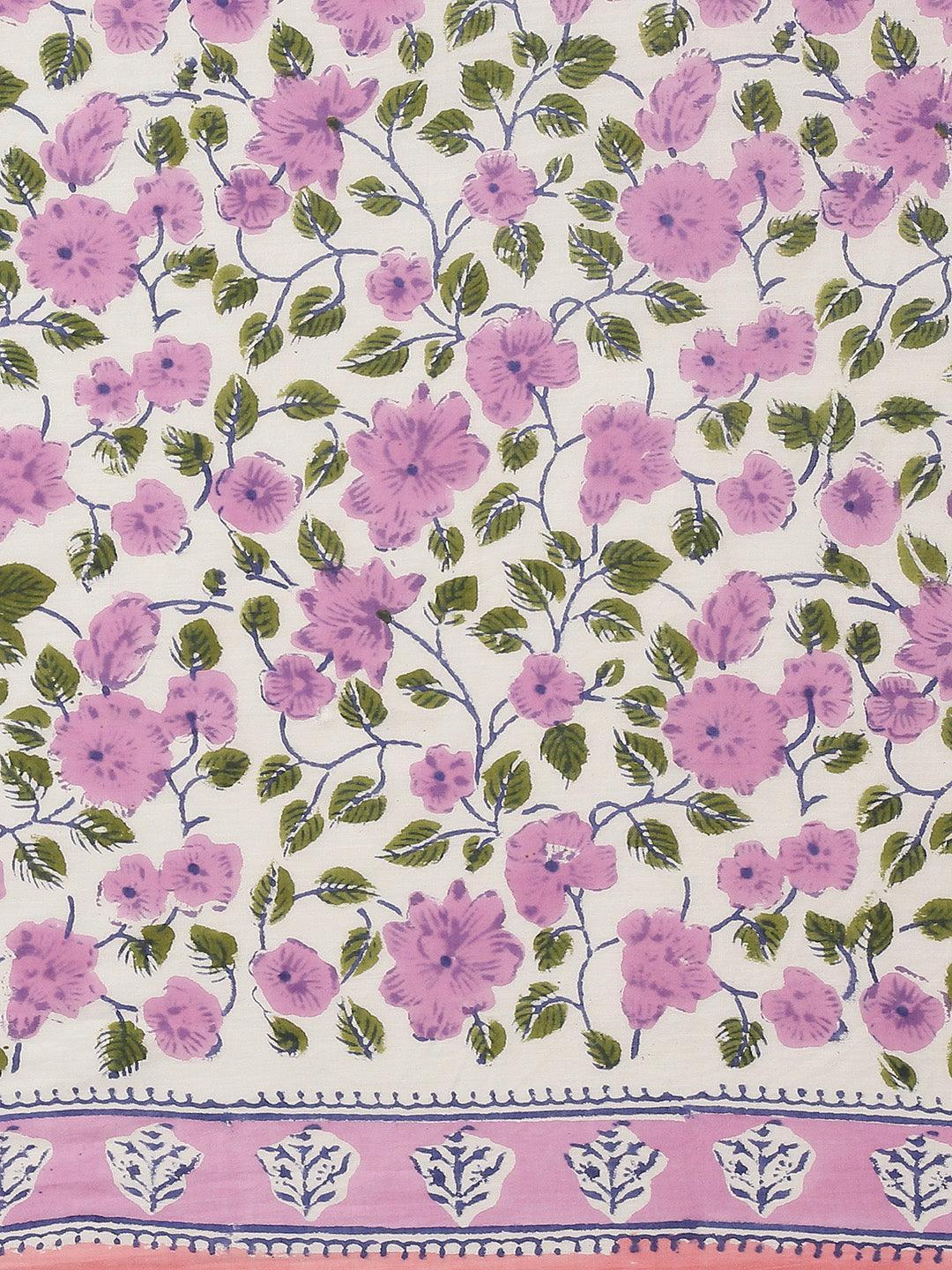 White Printed Cotton Saree - ShopLibas