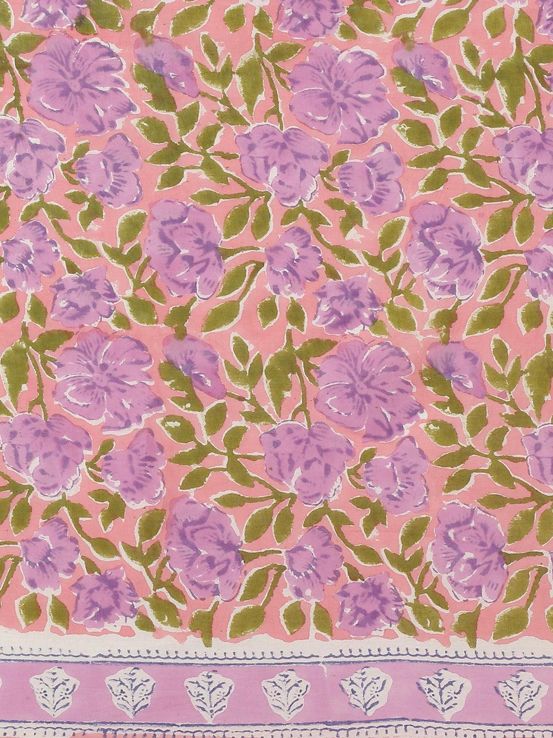 Pink Printed Cotton Saree - ShopLibas