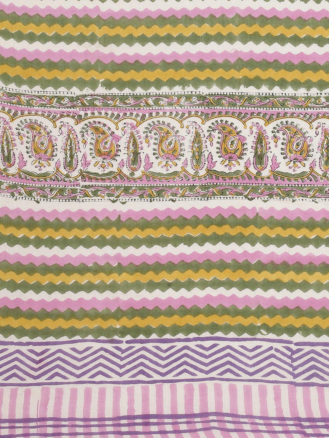 Pink Printed Cotton Saree - ShopLibas