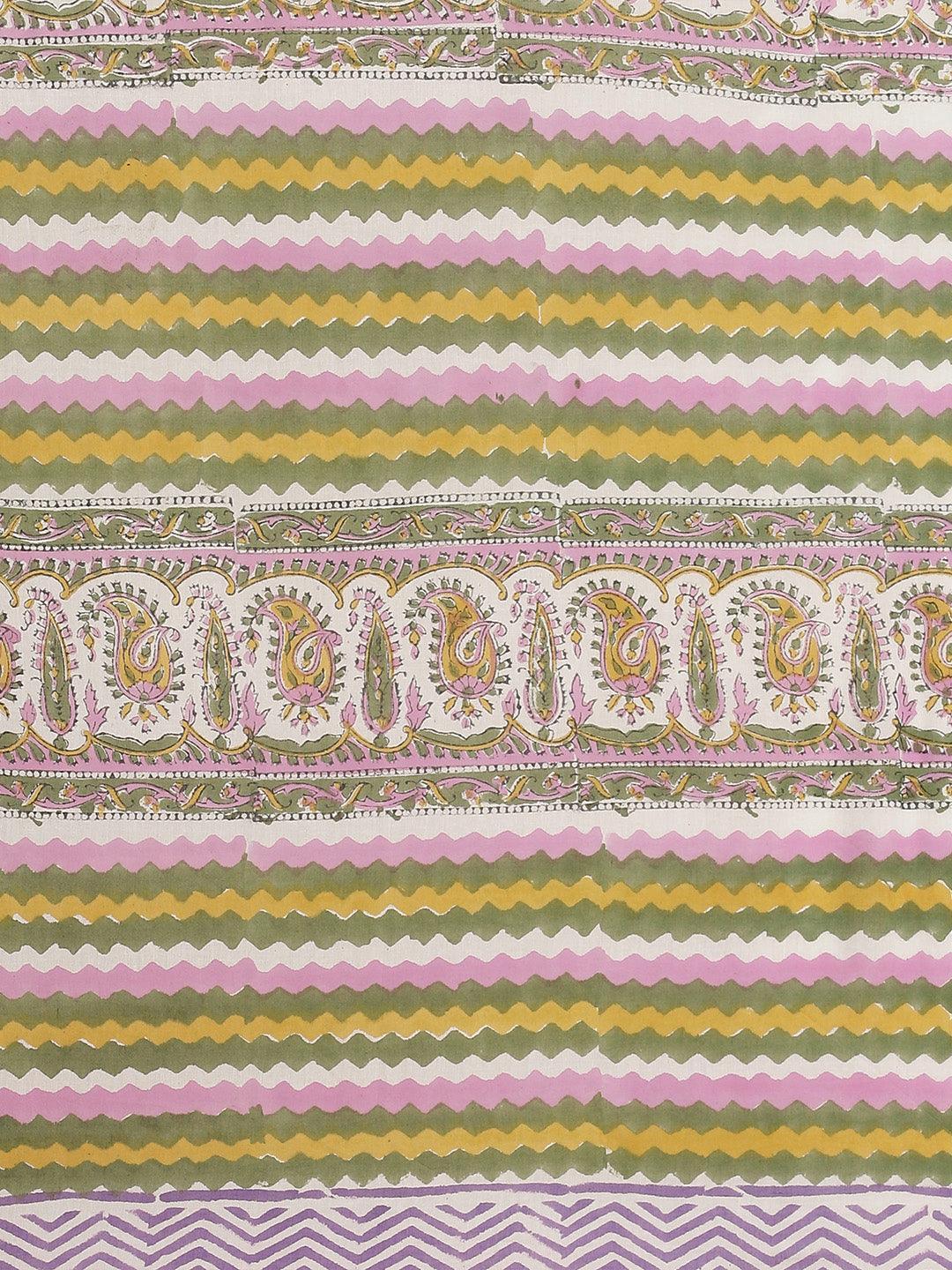 Pink Printed Cotton Saree - ShopLibas