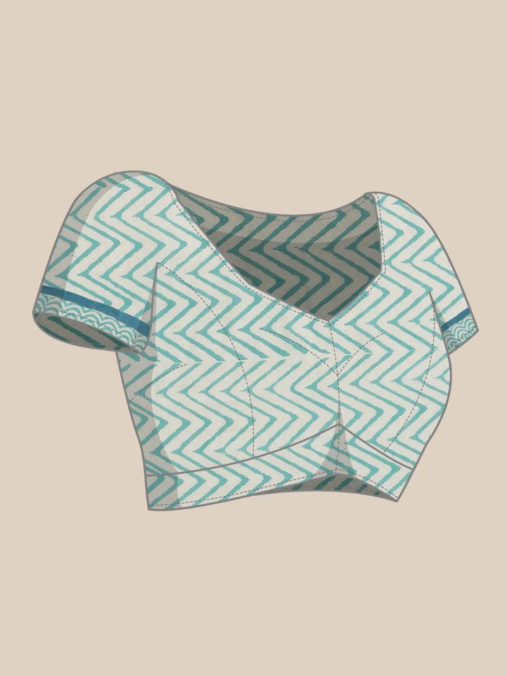 Green Printed Cotton Saree