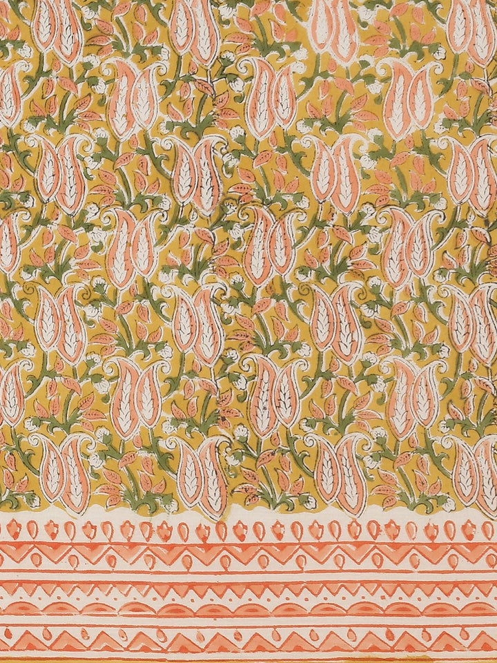 Yellow Printed Cotton Saree