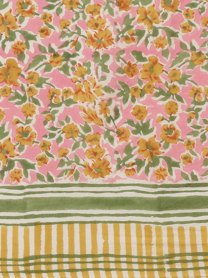 White Printed Cotton Saree