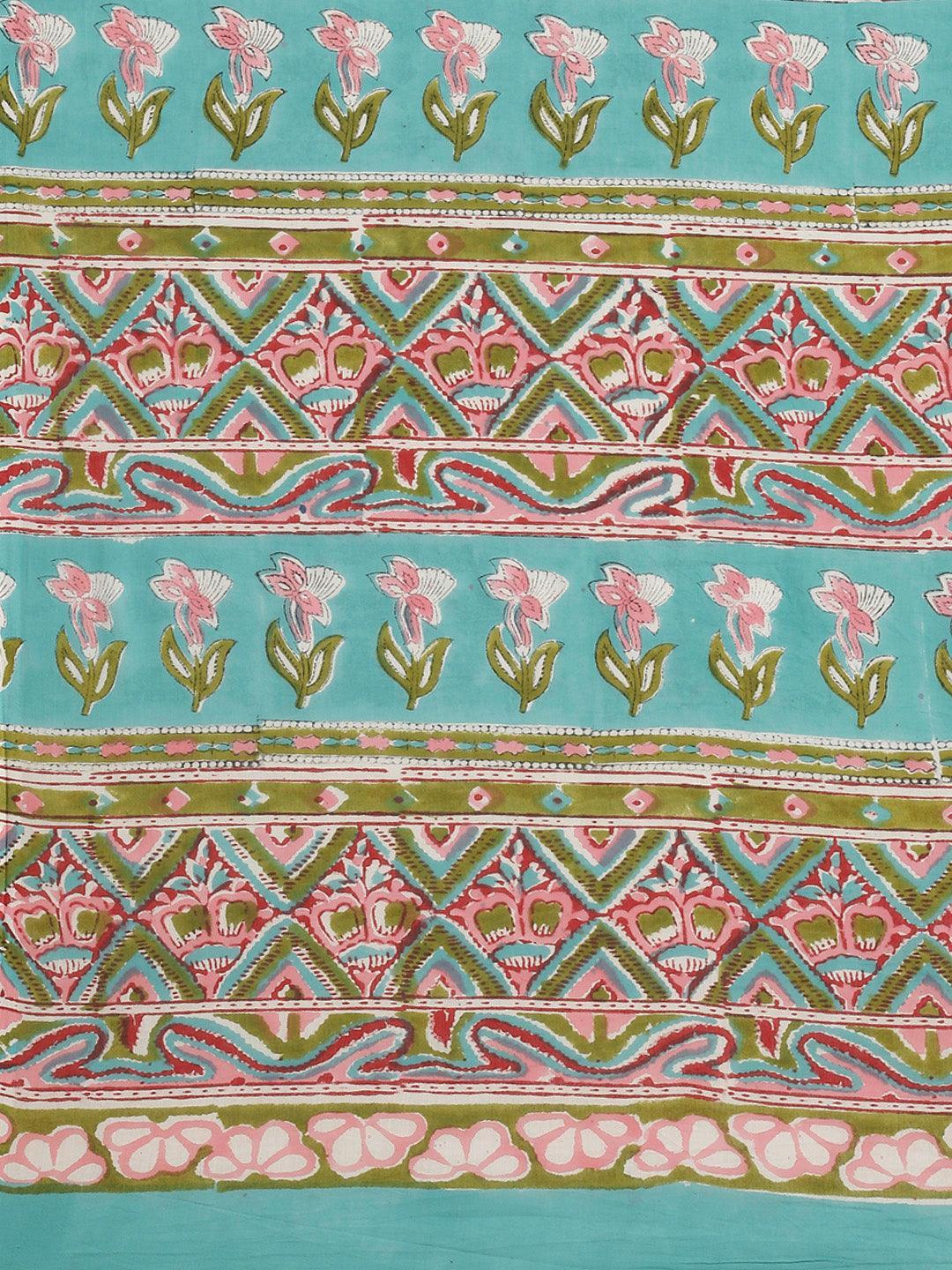 Multicoloured Printed Cotton Saree - ShopLibas