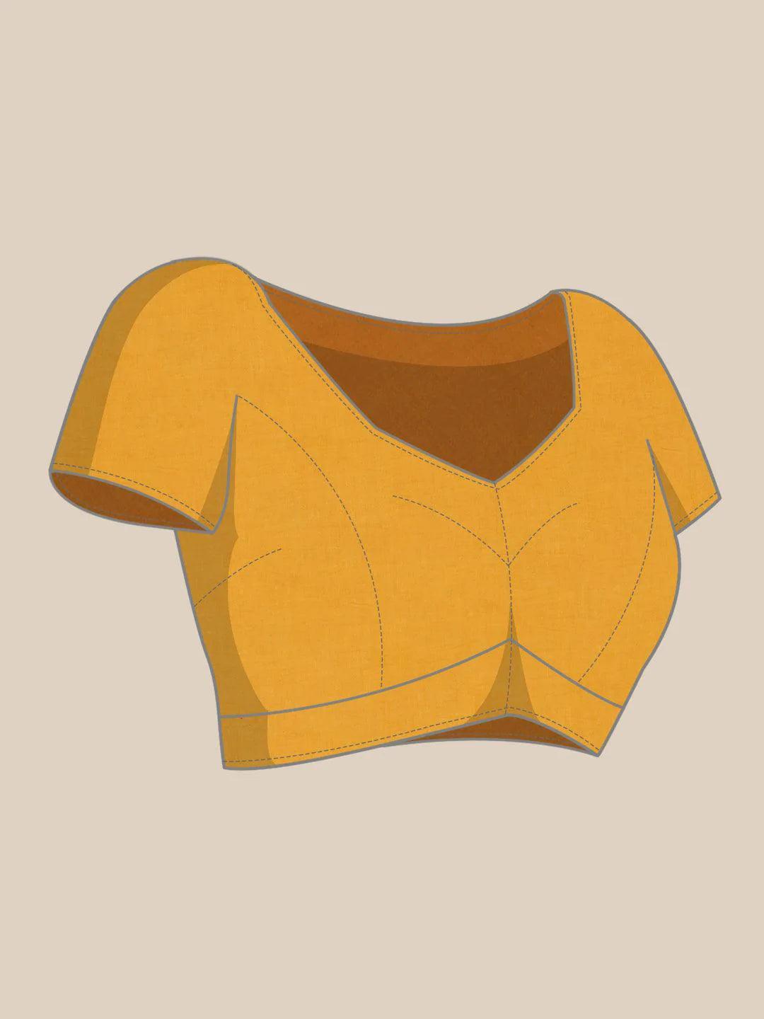 Yellow Printed Cotton Saree - ShopLibas