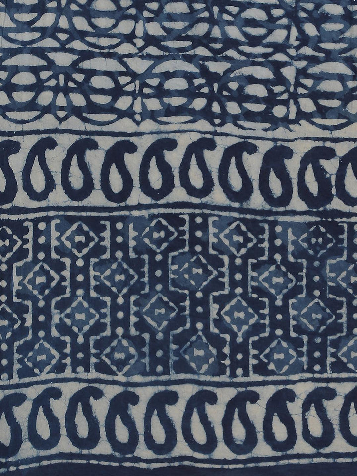 Blue Printed Cotton Saree
