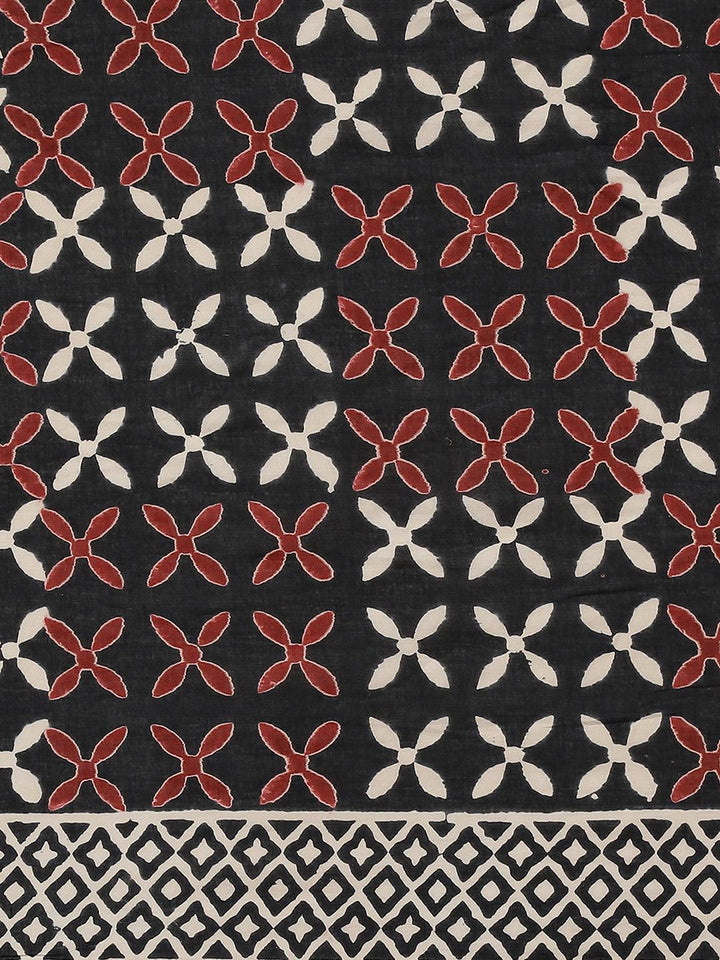 Black Printed Cotton Saree