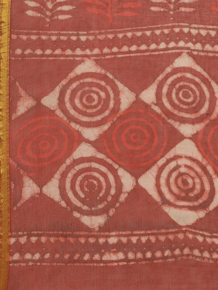 Red Printed Cotton Saree