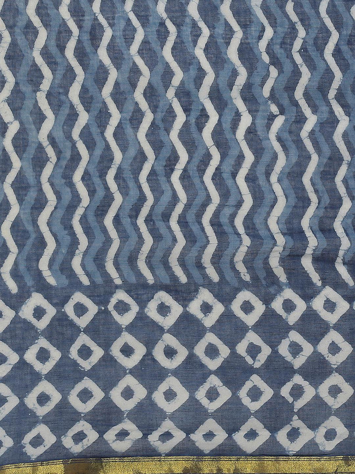 Blue Printed Cotton Saree