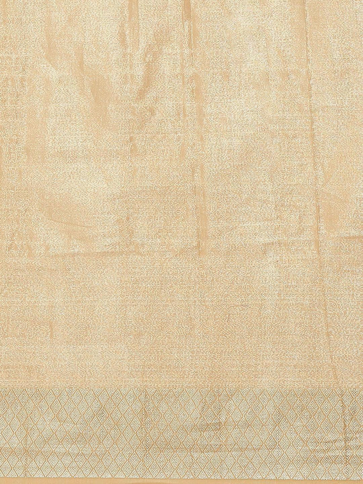 Beige Solid Silk Blend Saree