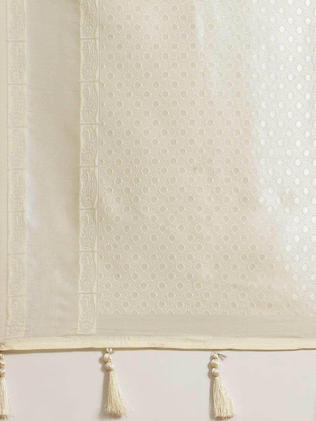 Cream Woven Design Art Silk Saree - ShopLibas