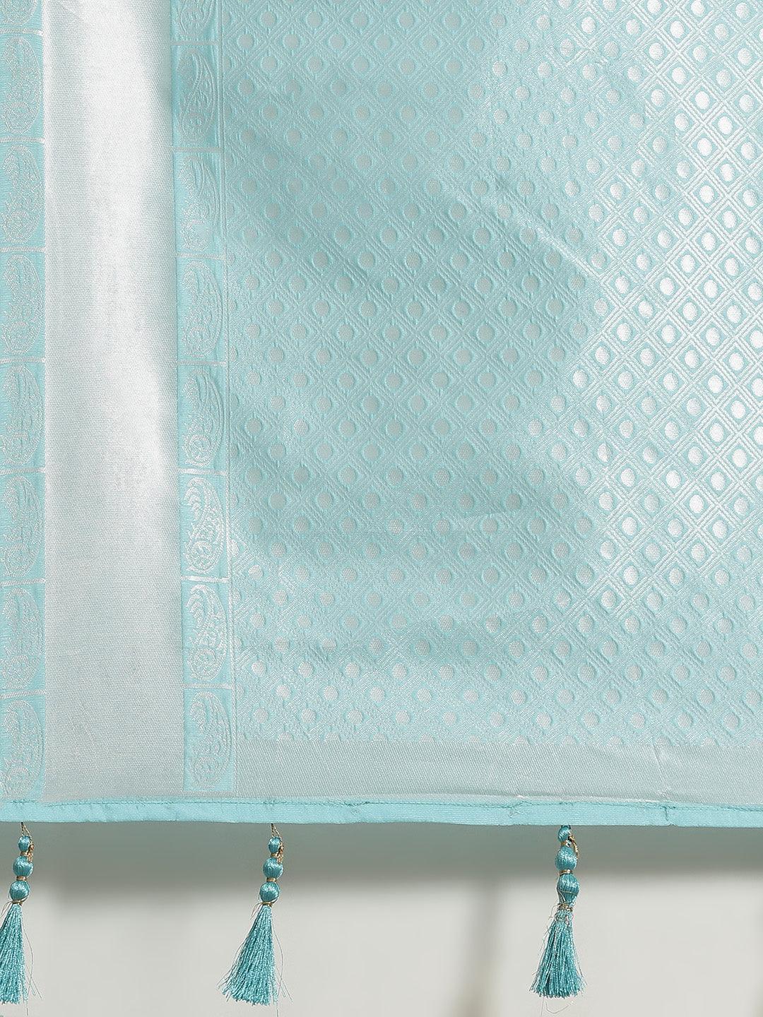 Blue Woven Design Art Silk Saree - ShopLibas