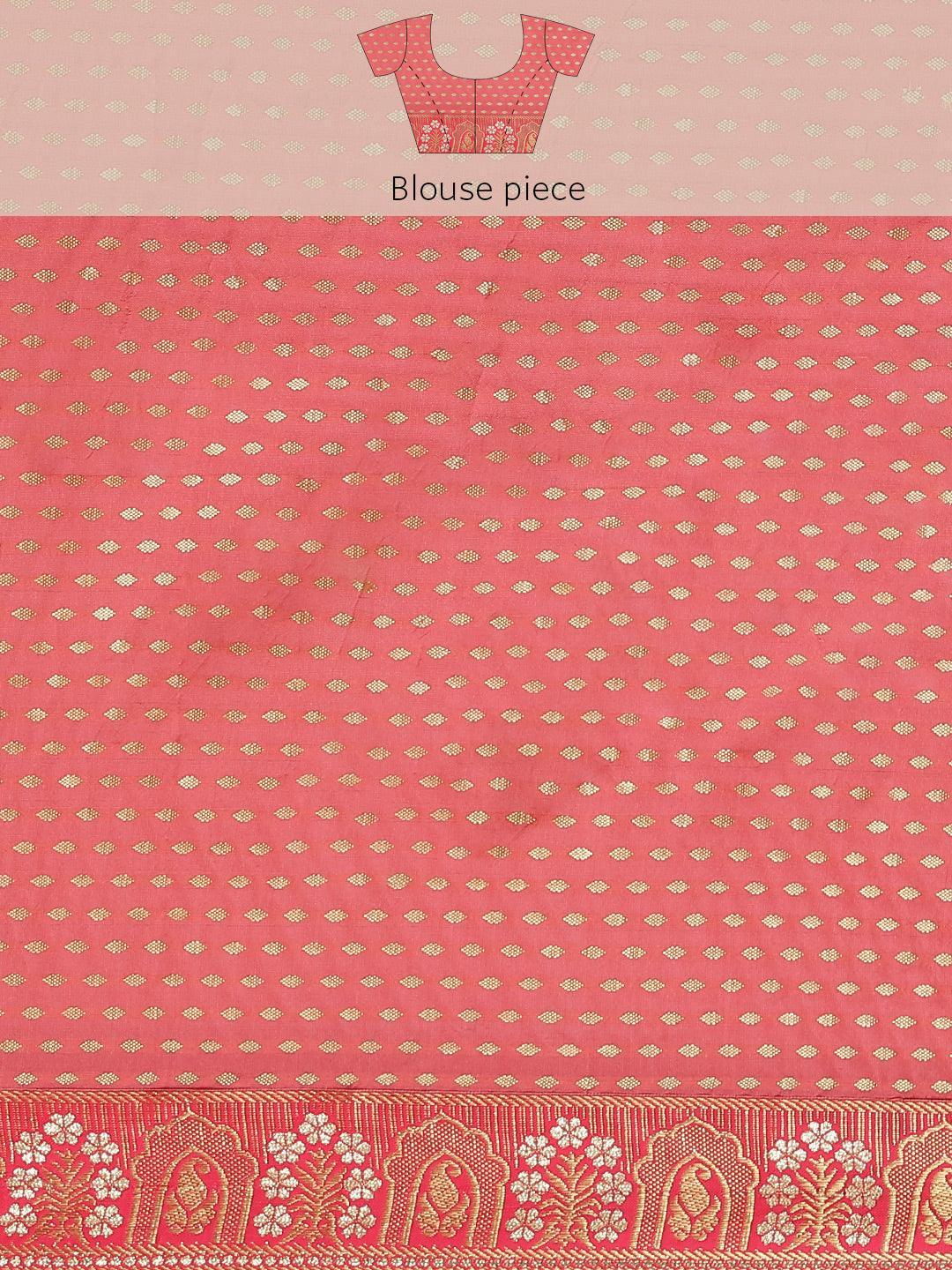 Red Solid Silk Blend Saree - ShopLibas